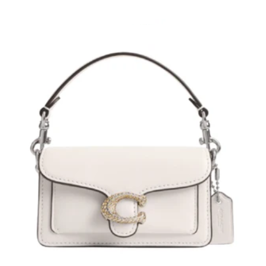 Coach Tabby Bag 12 In Metallic- Metallic Leather/Brass/Chalk