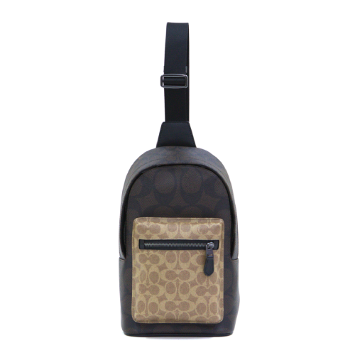 Coach West Pack In Blocked Signature Canvas - Walnut/Tan