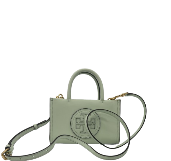 Tory Burch Mini Ella Leather Tote Bag – Green – Double T Logo Handbag New W/O Tags