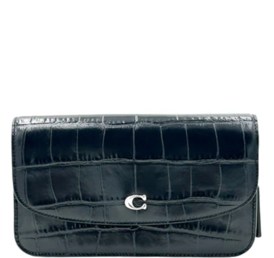 Coach Hayden Crocodile Embossed Leather Crossbody- Black