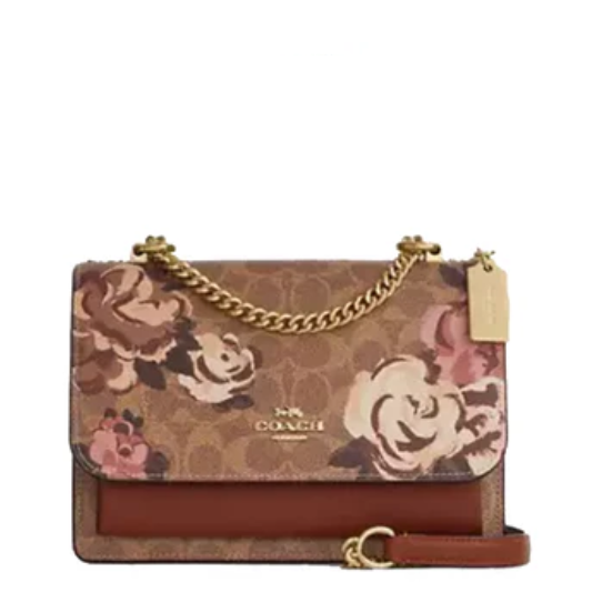 Coach Klare Crossbody Bag In Signature Canvas With Rose Print- Tan/Multi