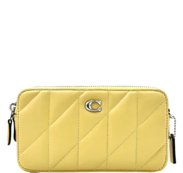 Coach Kira Quilted Pillow Leather Crossbody Wristlet Clutch- Hay