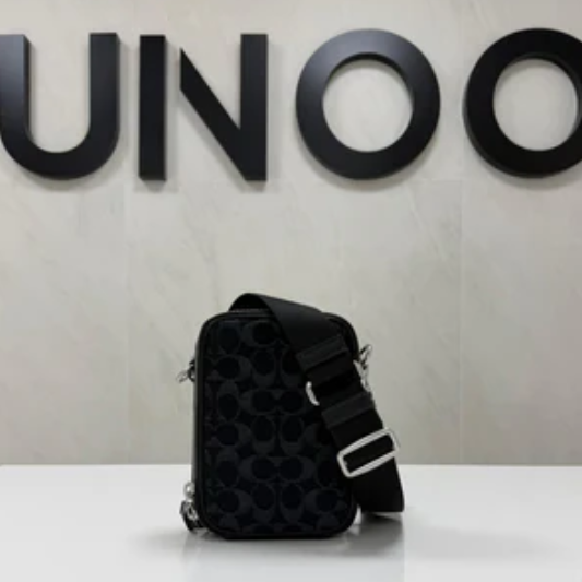 Coach Stanton Crossbody Bag In Signature Denim- Silver/ Black