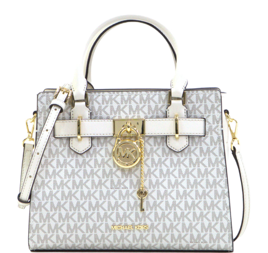 Michael Kors Hamilton Small Satchel Handbag Crossbody Bag - Light Cream
