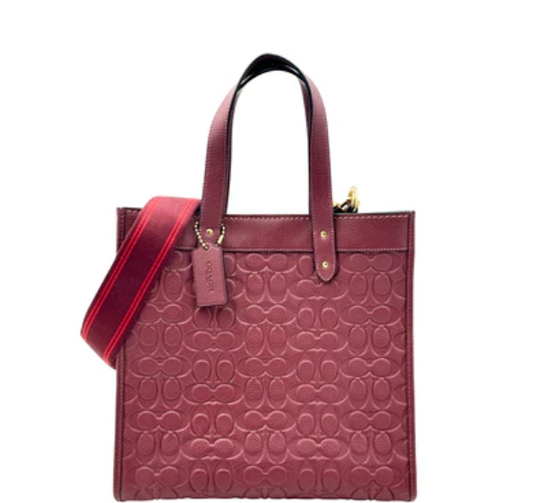 Coach Signature Field Leather Tote - Wine