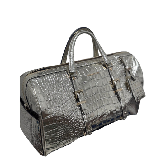 Michael Kors Bedford Travel Extra Large Weekender Embossed Leather-Pale Gold