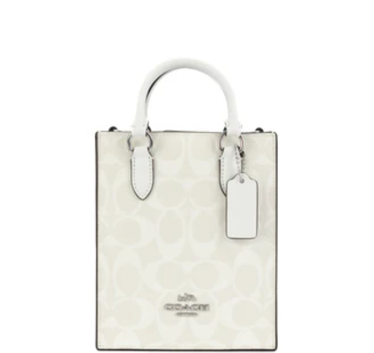 Coach North South Mini Tote In Signature Canvas - Chalk/Glacier White