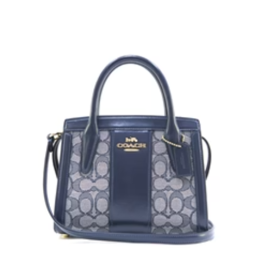 Coach Andrea Caryall Bag In  Signature Jacquard - Navy/Midnight Navy