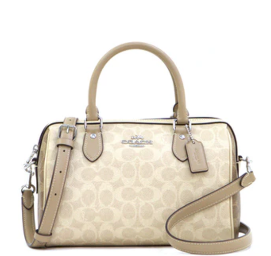 Coach Rowan Satchel Bag In Blocked Signature Canvas - Sand Taupe
