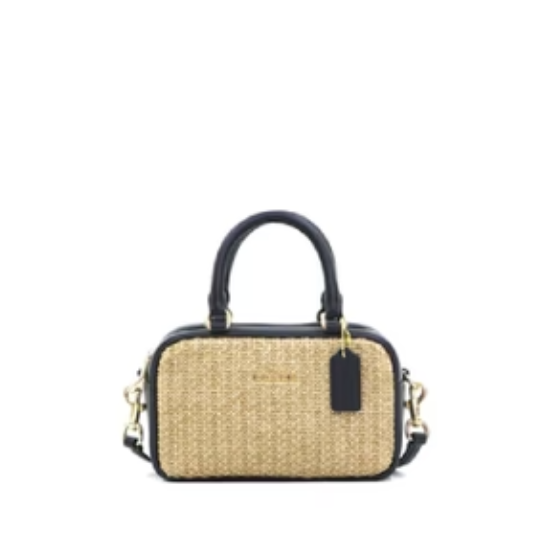 Coach Satchel Crossbody Straw - Toast Black