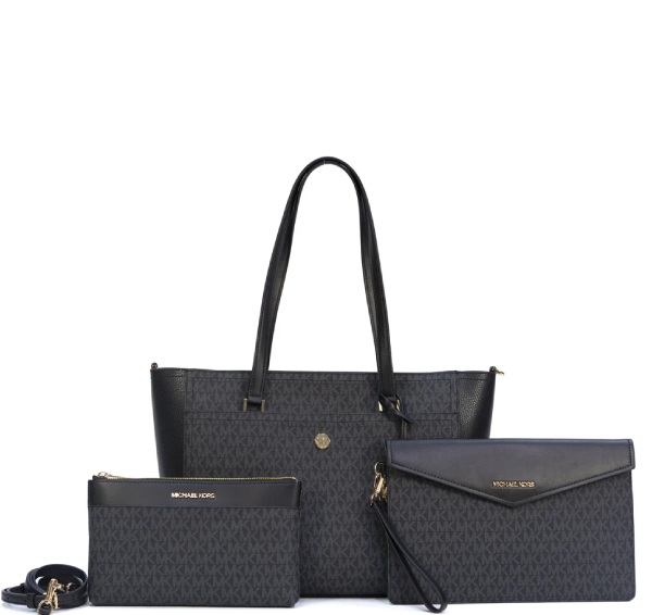 Michael Kors Maisie Large Signature Logo 3-in-1 Top Zip Tote Bag - Black