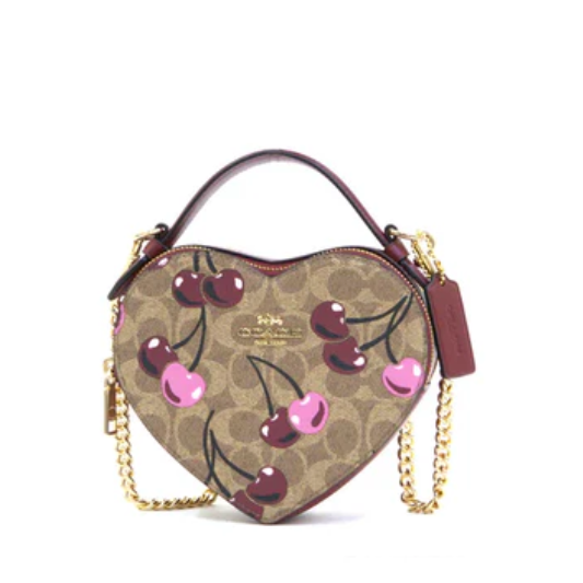Coach Heart Crossbody Signature Cherry - Tan Multi
