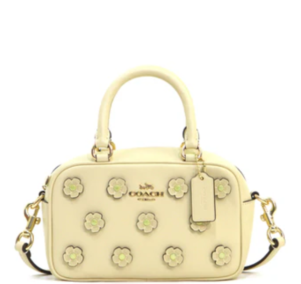 Coach Satchel Crossbody Bag With Floral Applique - Moonlight