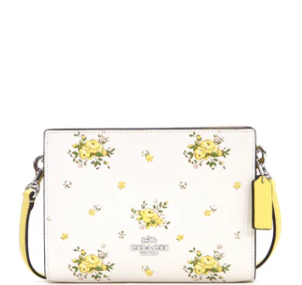 Coach Slim Crossbody Bag With Floral Print - Chalk Multi