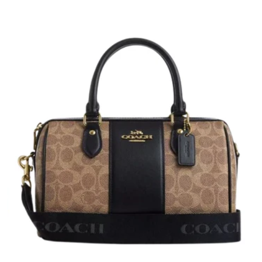 Coach Rowan Satchel Bag In Signature Canvas - Tan/Black