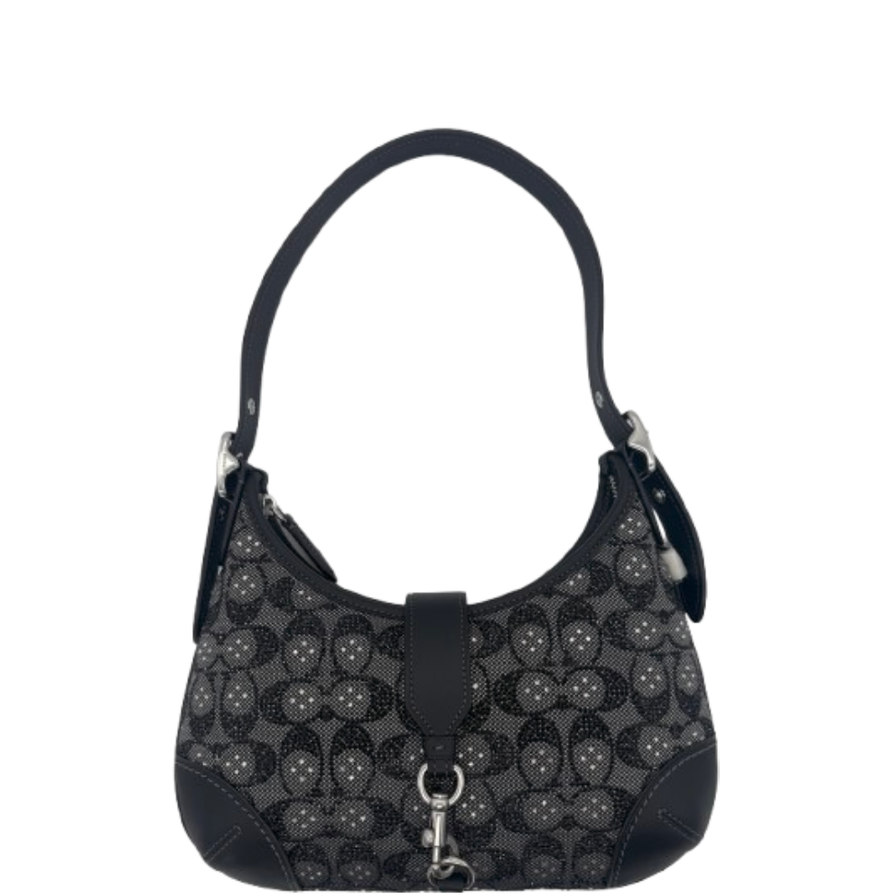 Coach Swinger 20 Crystal Signature Jacquard Shoulder Handbag – Black