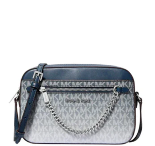 Michael Kors Jet Set Large Ombré Signature Logo Crossbody Body- Navy