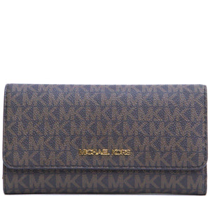 Blue wallet with gold logo on a white background