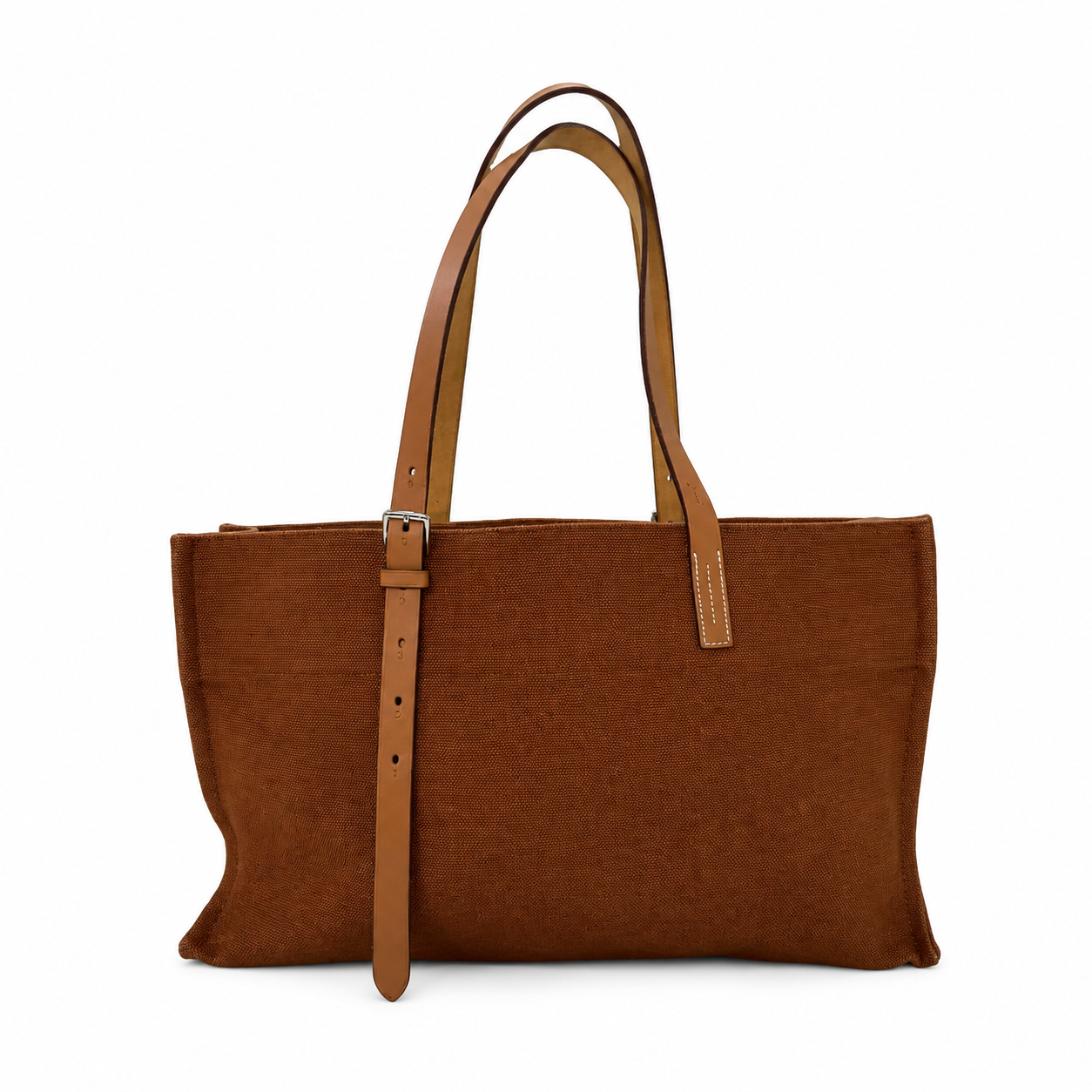 Hermes Etriviere Elan Tote Bag Toile H Canvas Hunter Leather Brown 2011 France