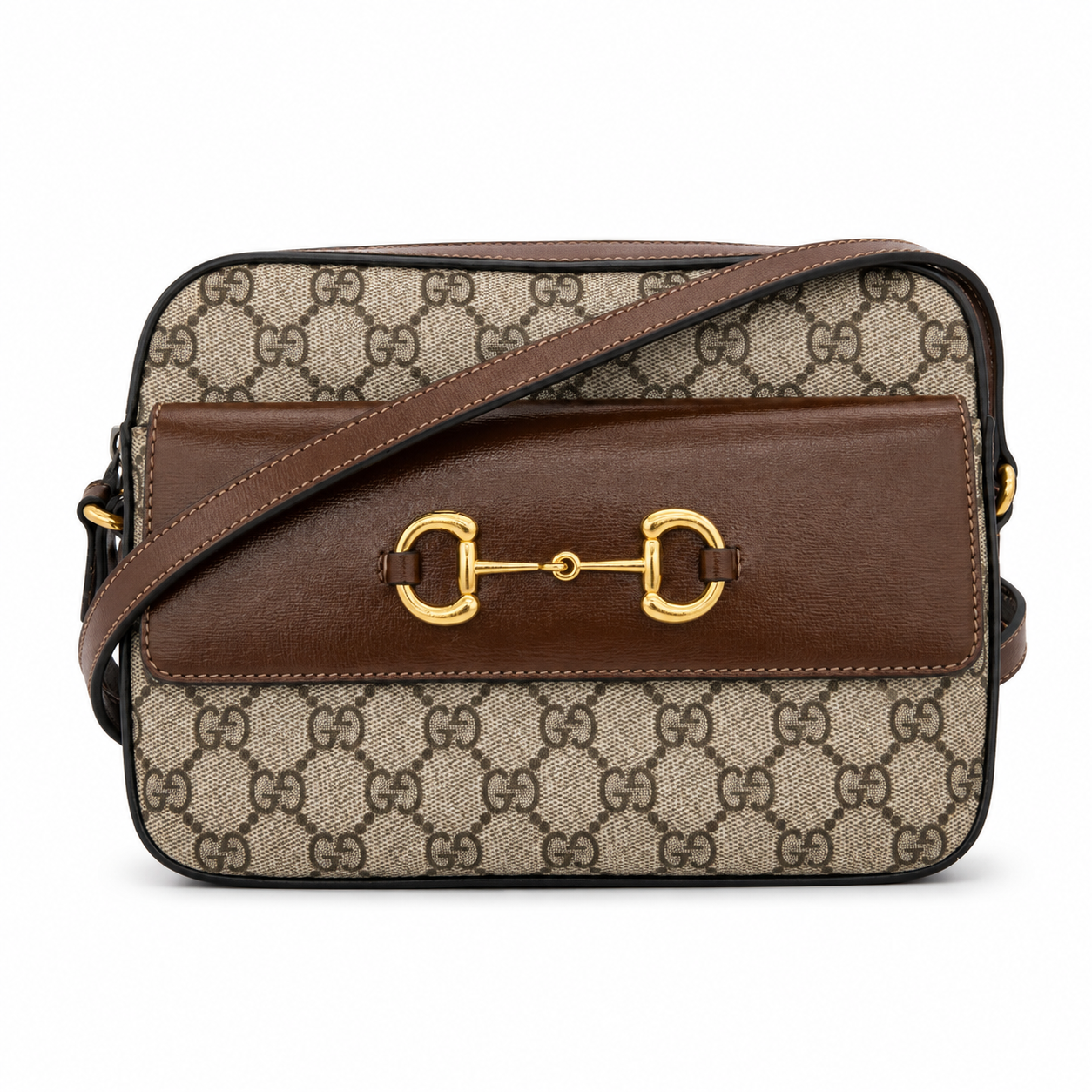 Gucci Horsebit 1955 Small GG Supreme Brown Shoulder Bag