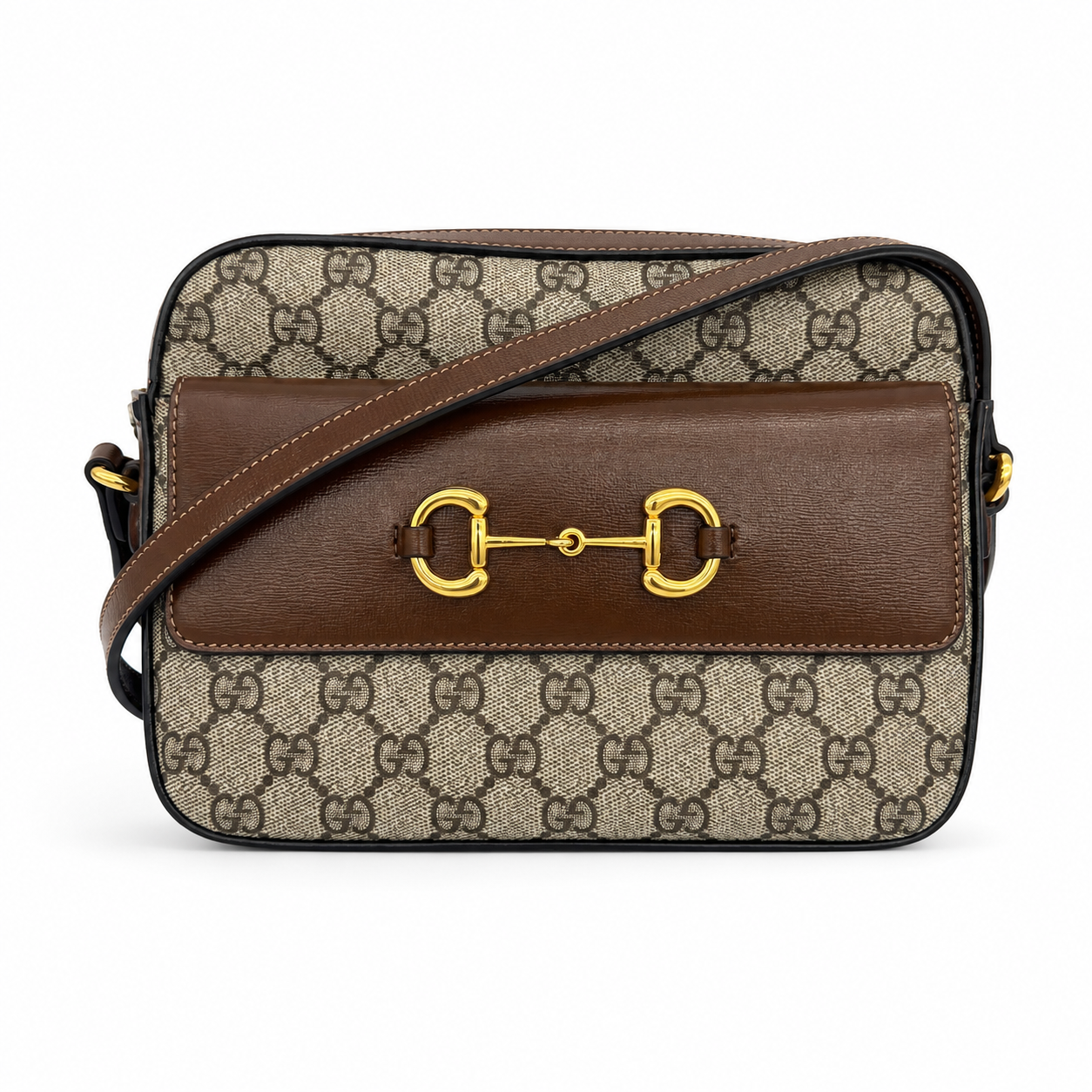 Gucci Horsebit 1955 Small GG Supreme Brown Shoulder Bag