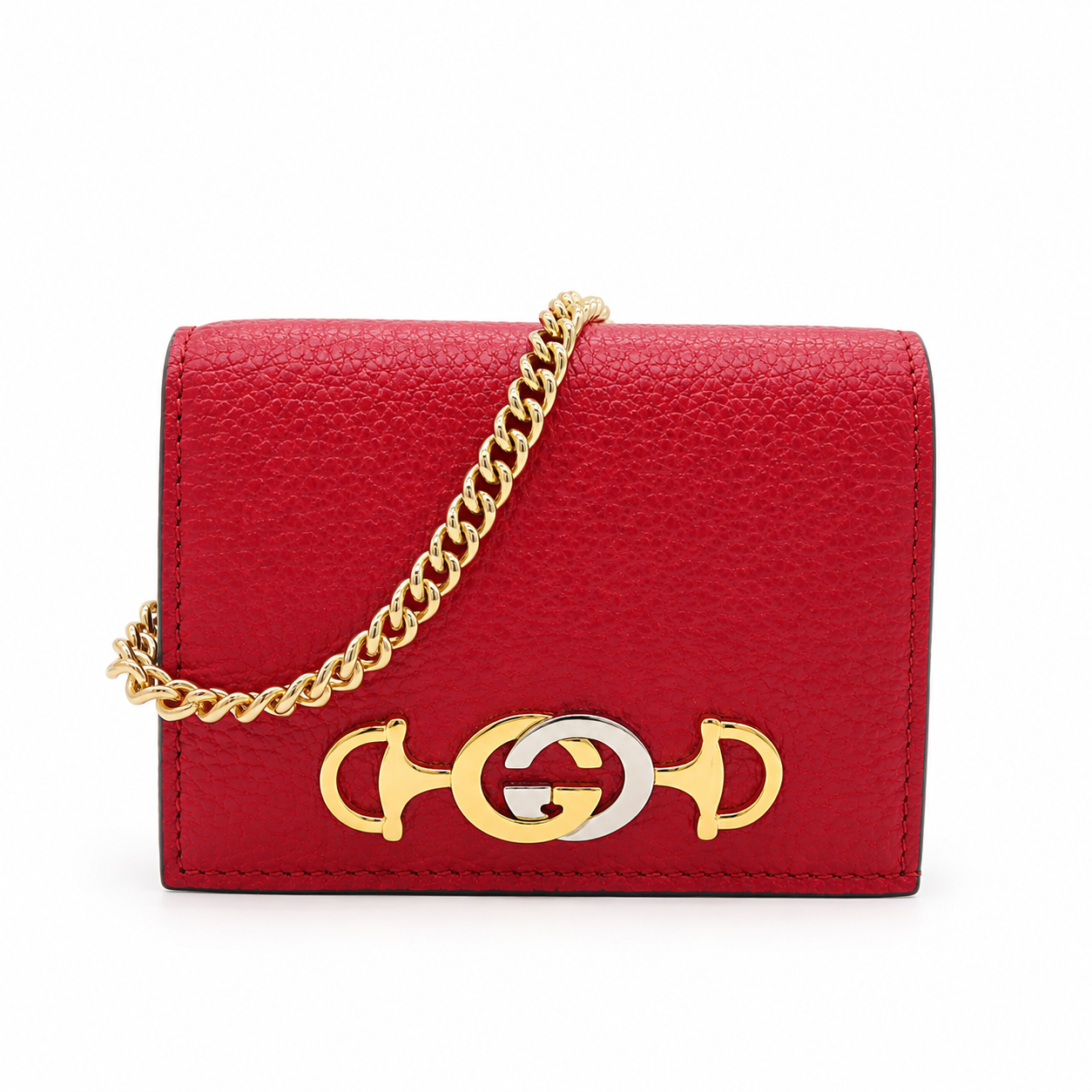 Gucci Zumi Mini Wallet in Red Leather with Gold-Tone Hardware