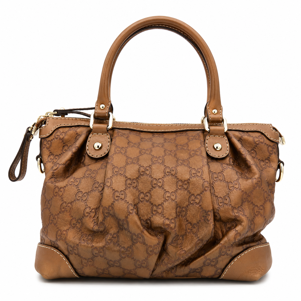Gucci Sukey Medium Guccissima Bronze Leather Top Handle Bag