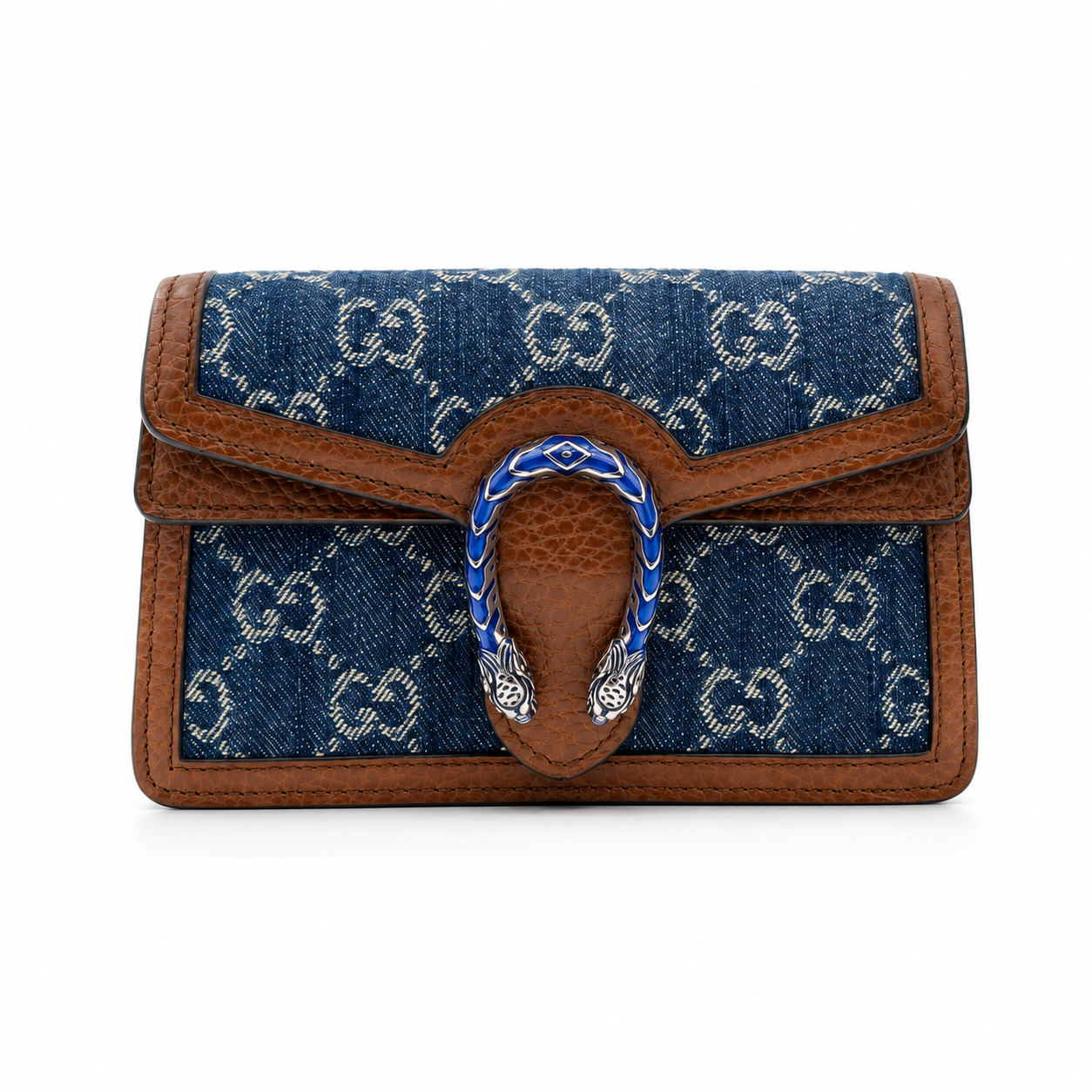 Gucci Dionysus Crossbody Bag Women’s Navy Denim GG Supreme Chain Shoulder Bag
