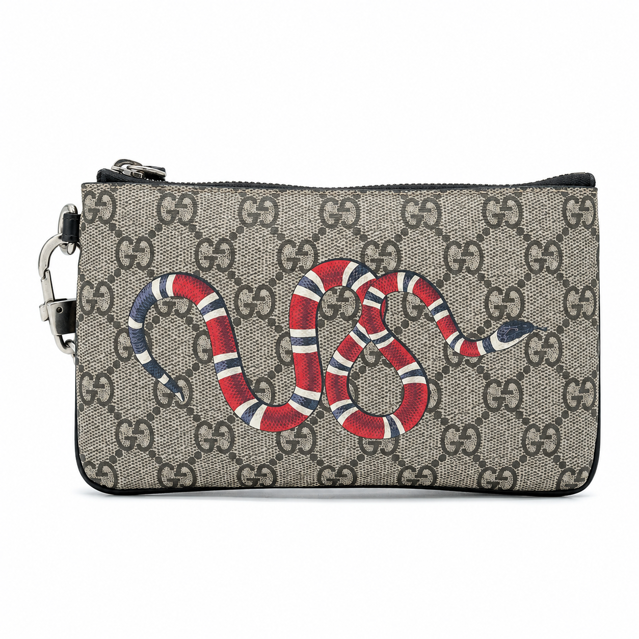 Gucci GG Supreme Kingsnake Print Canvas Zip Pouch