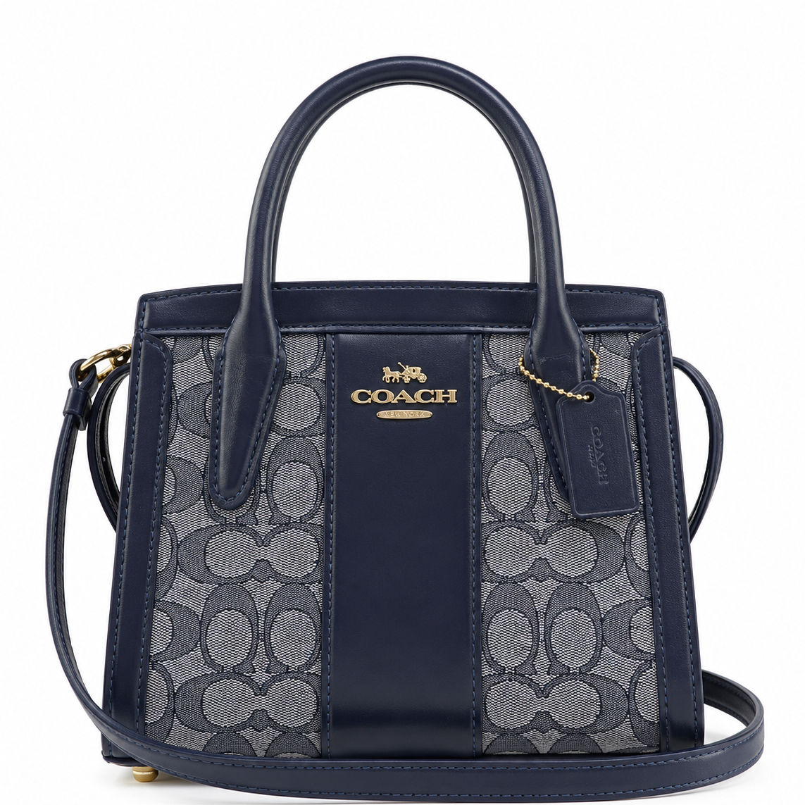 Coach Andrea Caryall Bag In  Signature Jacquard - Navy/Midnight Navy