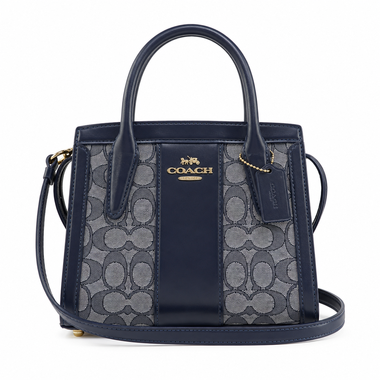 Coach Andrea Caryall Bag In  Signature Jacquard - Navy/Midnight Navy