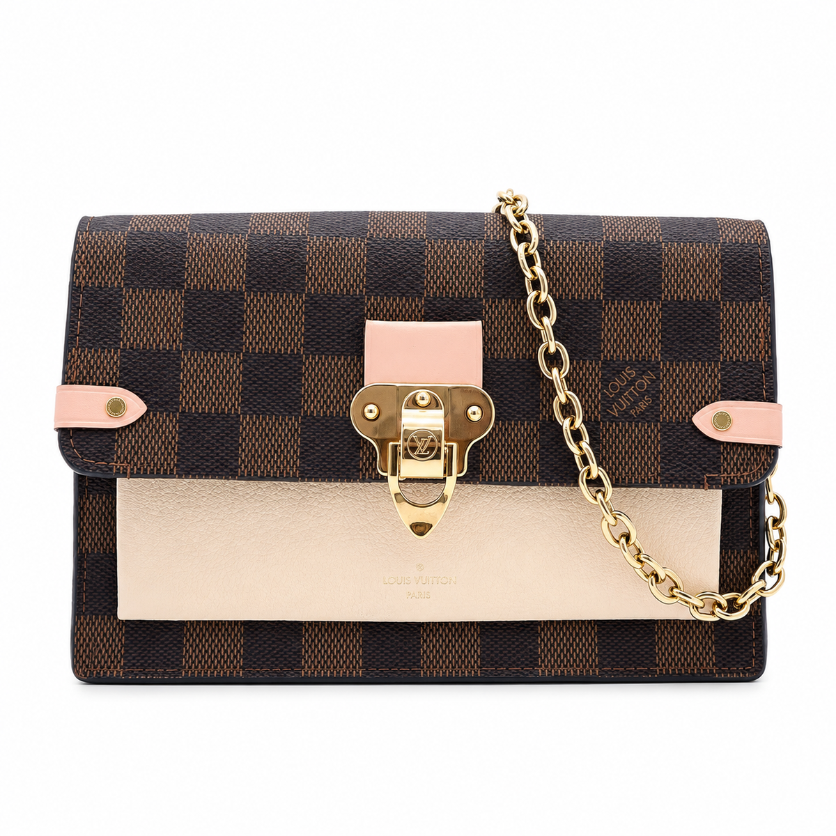 Louis Vuitton Damier Ebene Vavin Wallet on Chain – Brown Coated Canvas Crossbody Bag