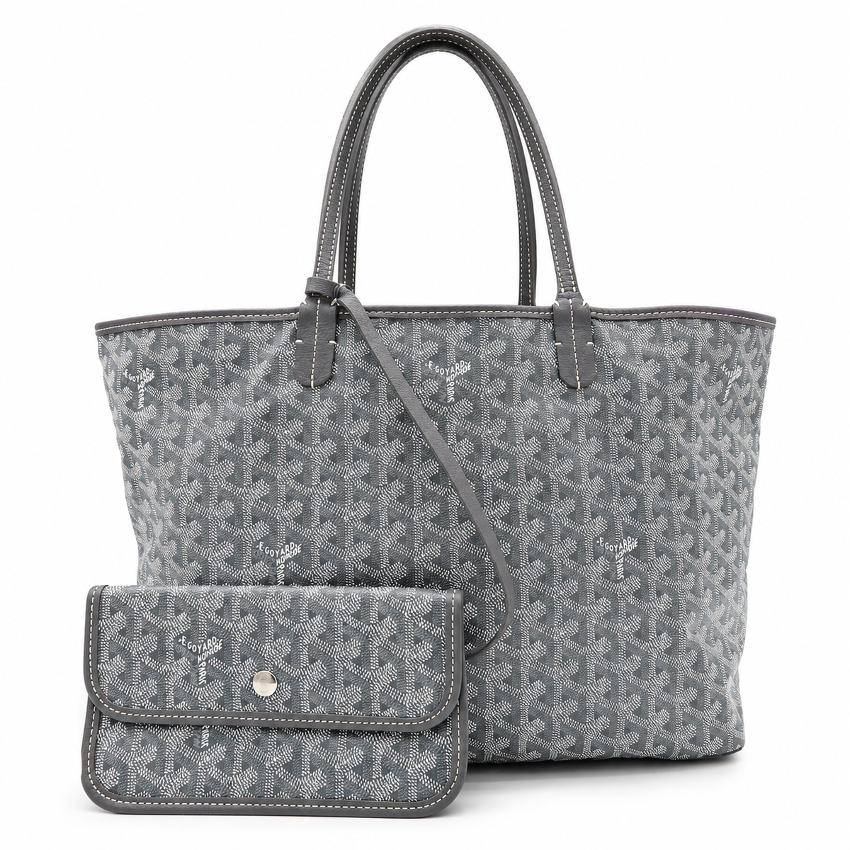 Goyard Grey Saint Louis PM Tote Bag with Matching Pouch