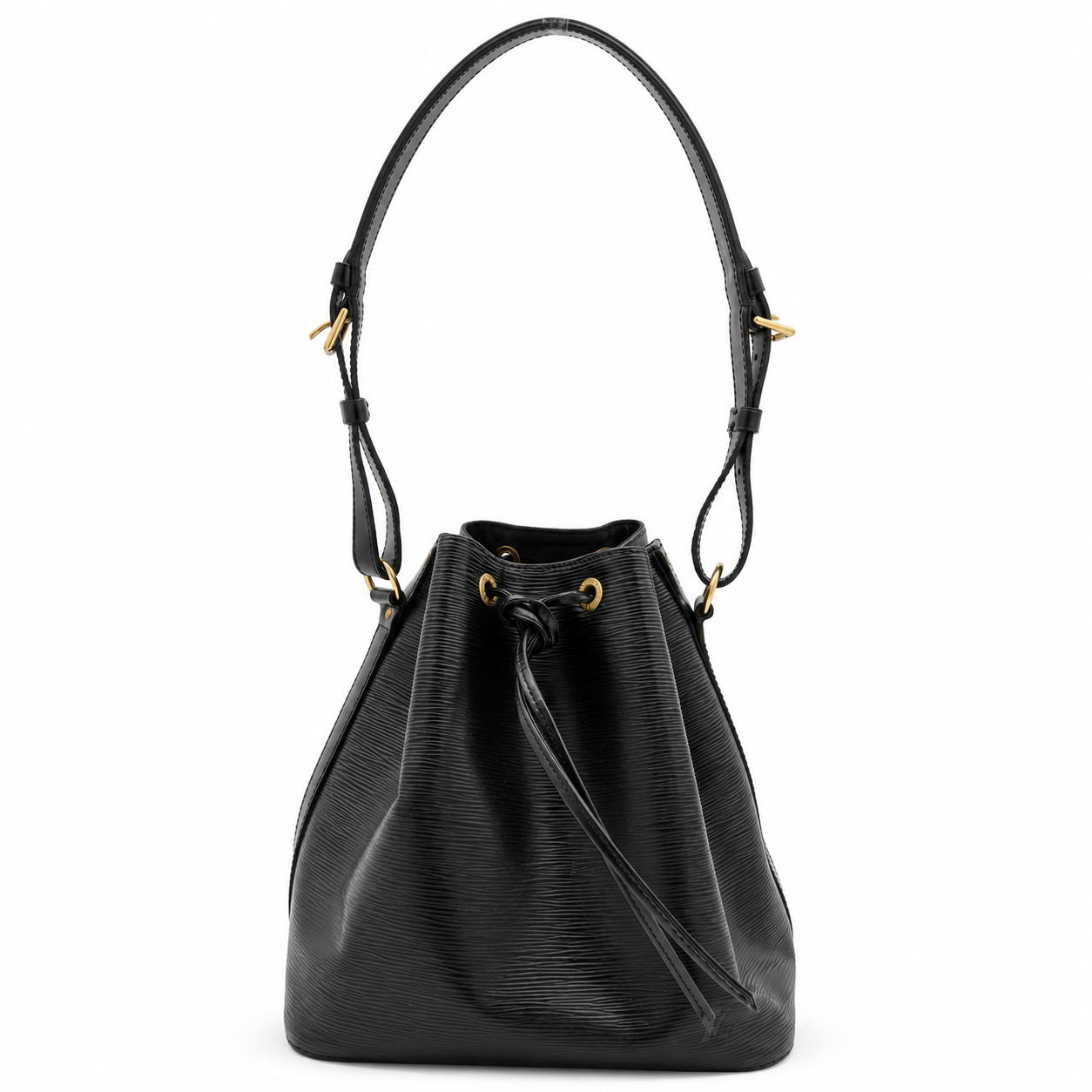 Louis Vuitton Petite Noe Drawstring Bucket Bag Black Epi Leather