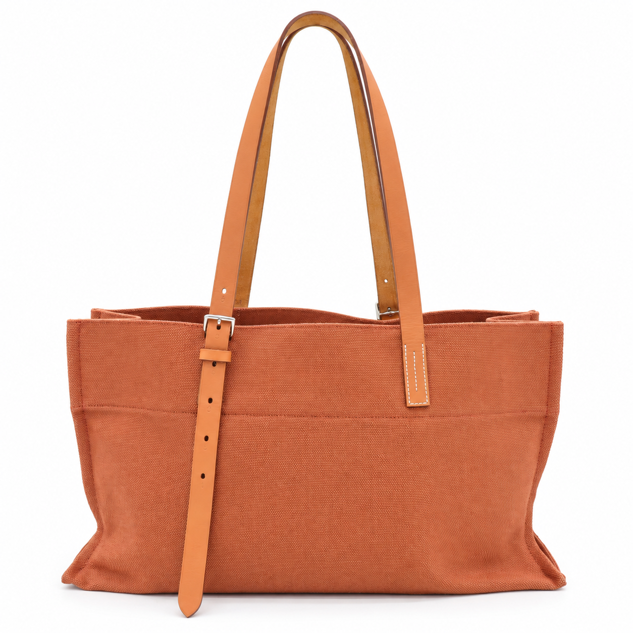 Hermès Toile Etrivière Elan Tote Bag – Orange Canvas with Natural Leather Straps
