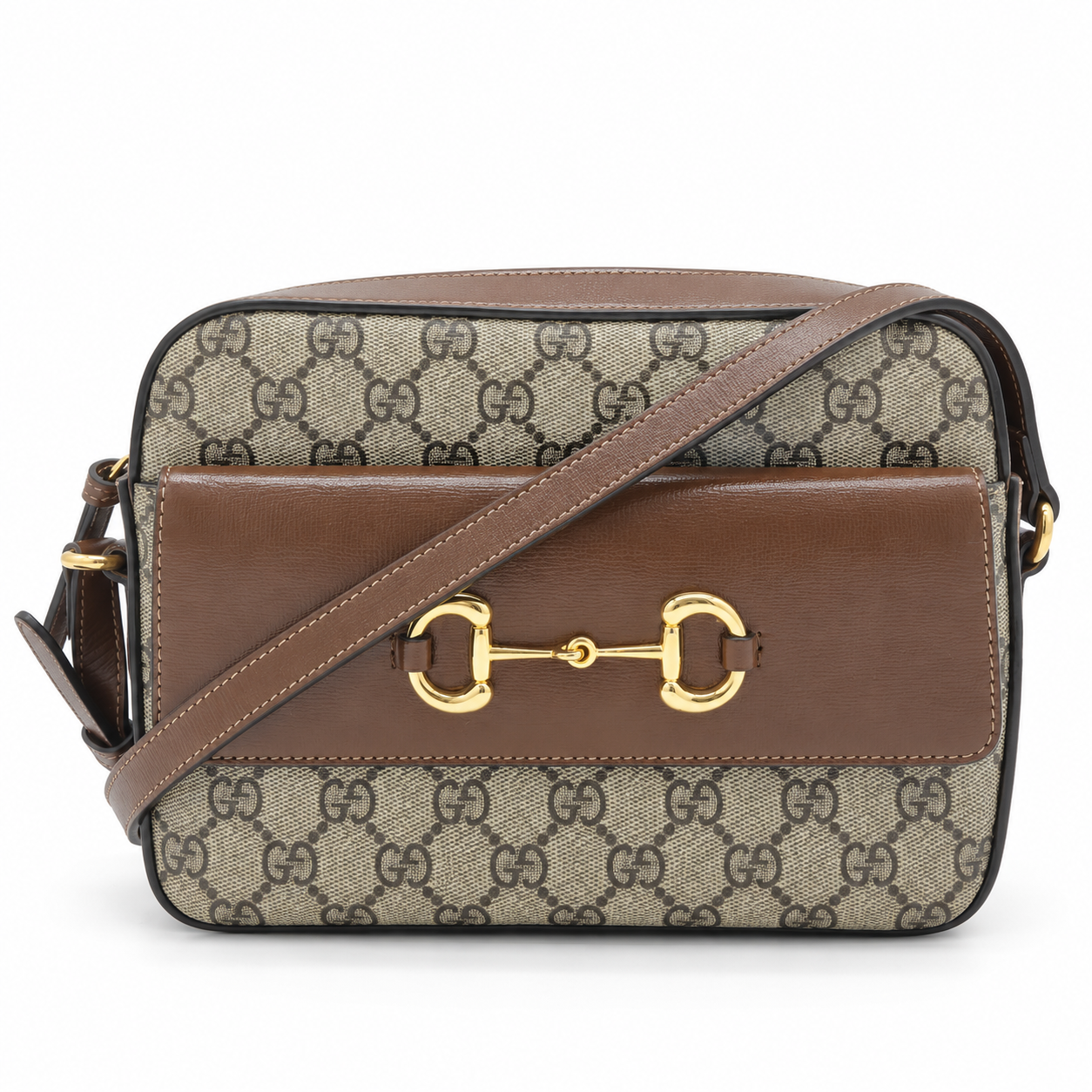 Gucci Horsebit 1955 Small GG Supreme Brown Shoulder Bag