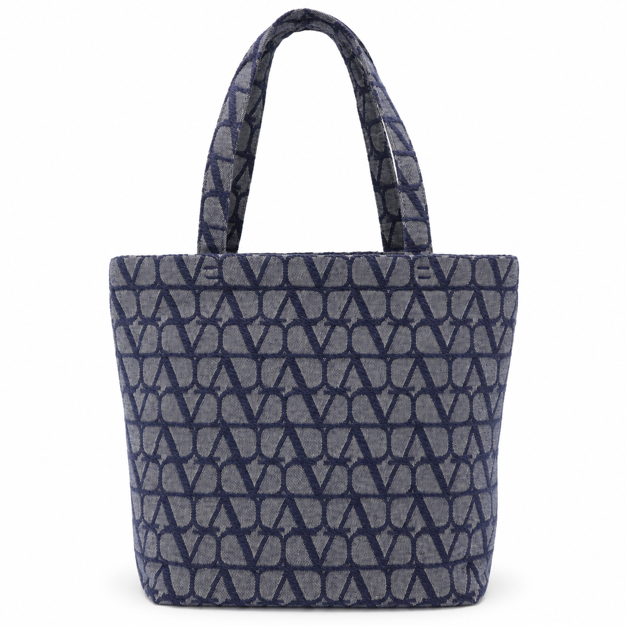 Valentino Garavani VLogo Denim Tote Bag Blue Large Designer Shoulder Bag
