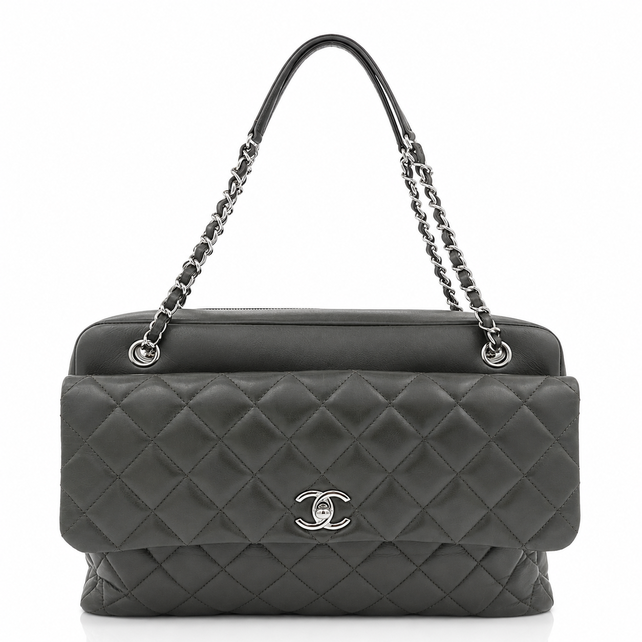 Chanel Quilted CC Lambskin Leather Bowler Shoulder Bag