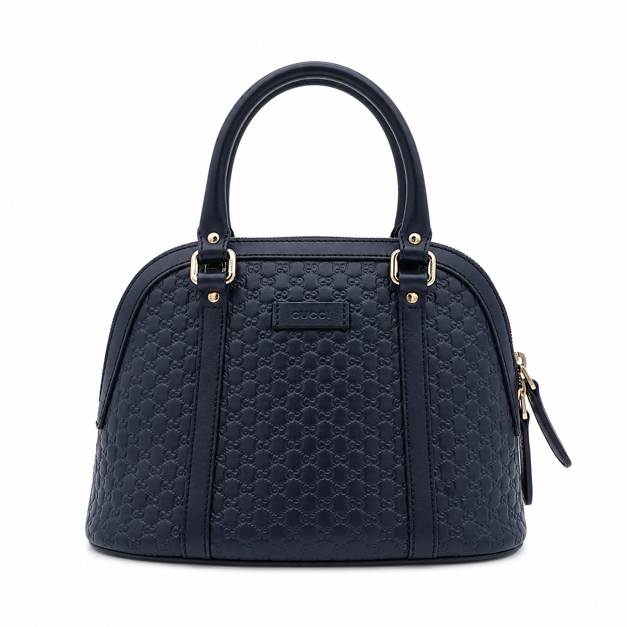 Gucci Microguccissima Leather Dome Satchel Handbag with Shoulder Strap – Navy/Blue