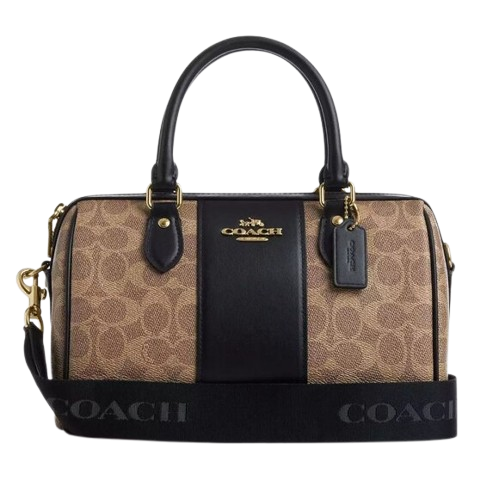 Coach Rowan Satchel Bag In Signature Canvas - Tan/Black