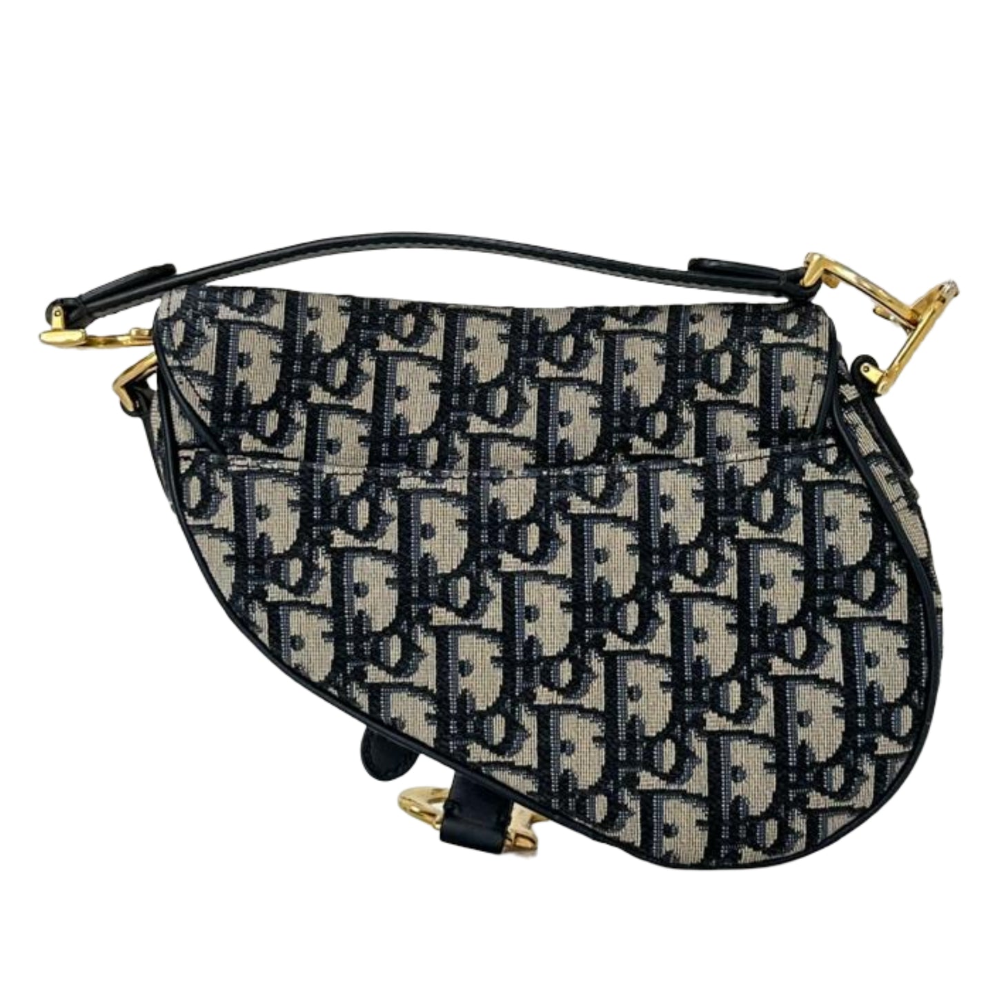 Christian Dior Mini Saddle Bag with Strap- Blue Dior Oblique Jacquard