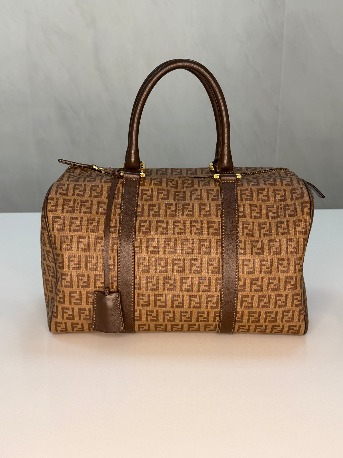 Fendi Zucchino Spalmati Forever Bauletto Boston Bag (Pre-Owned)