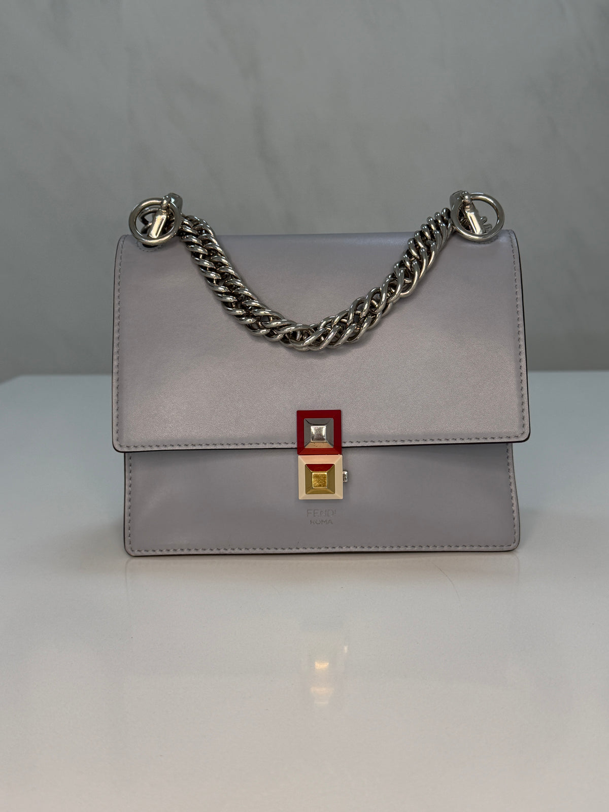 Fendi Kan I Leather Shoulder Bag – Light Blue – additional photo 12
