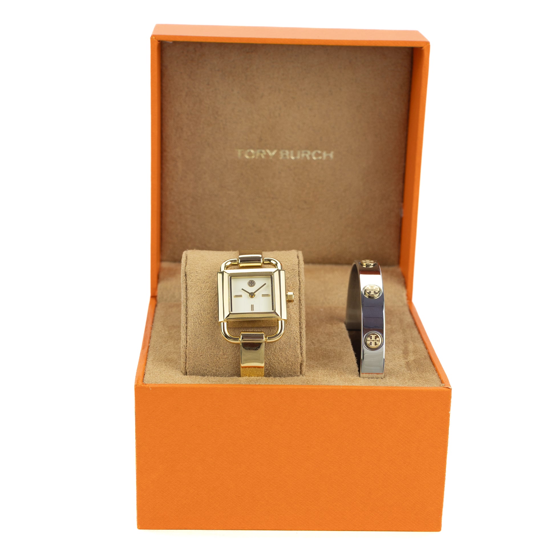 Tory Burch Small Phipps Gold Logo Watch Extra Bangle Band Set - TBW7257 - 796483524163