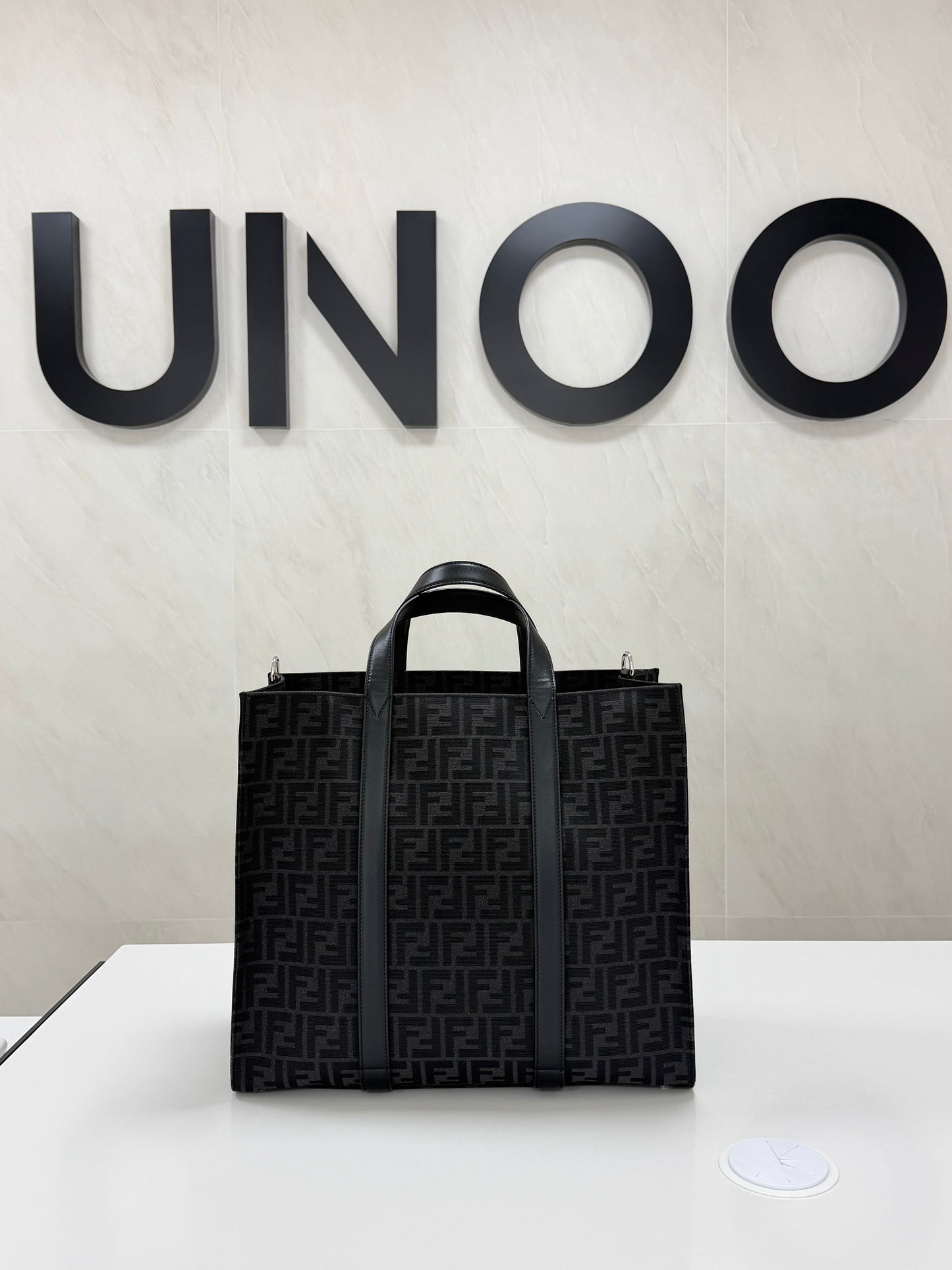 Fendi Jacquard Shopper Tote Bag - Black