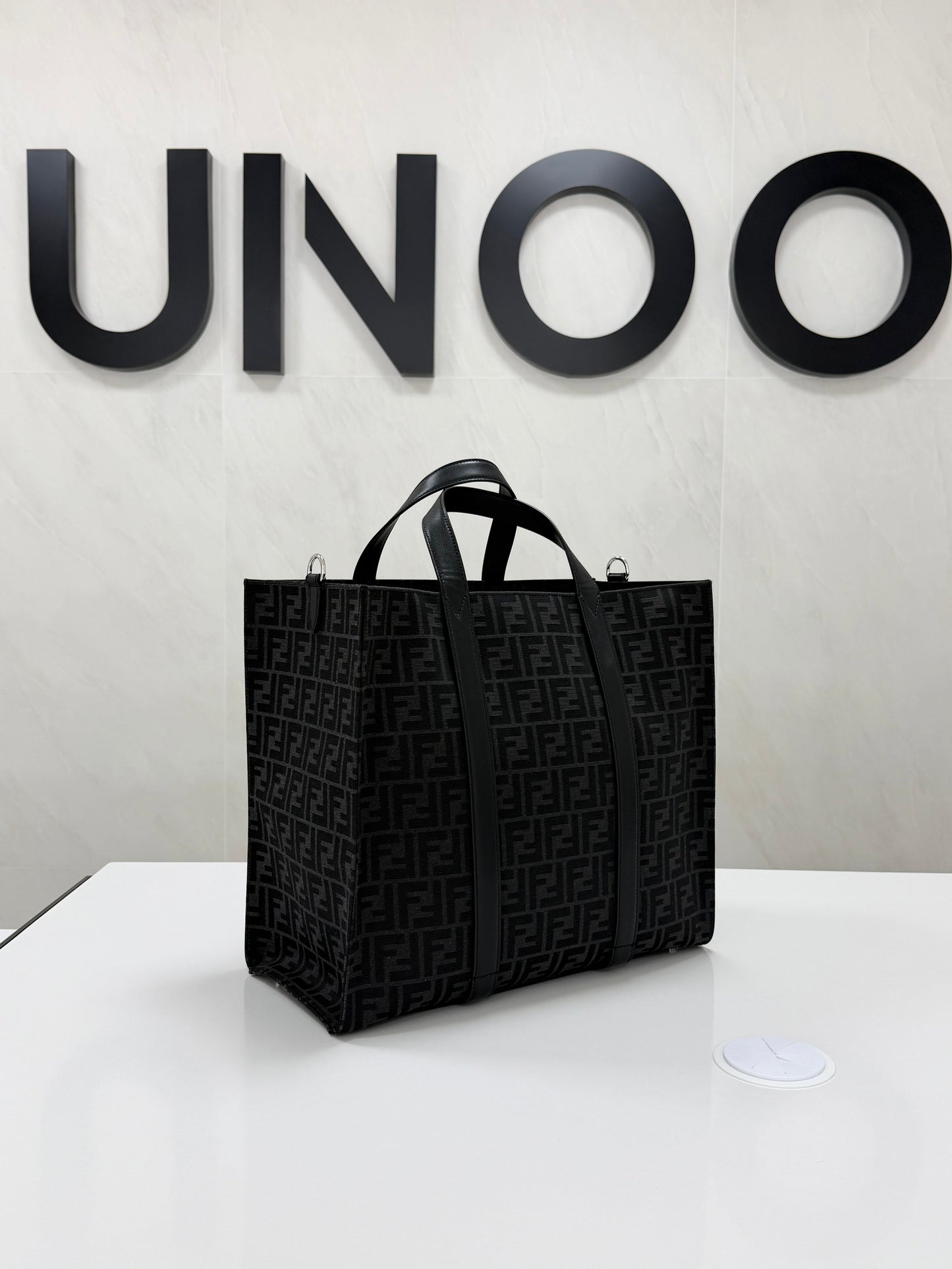 Fendi Jacquard Shopper Tote Bag - Black