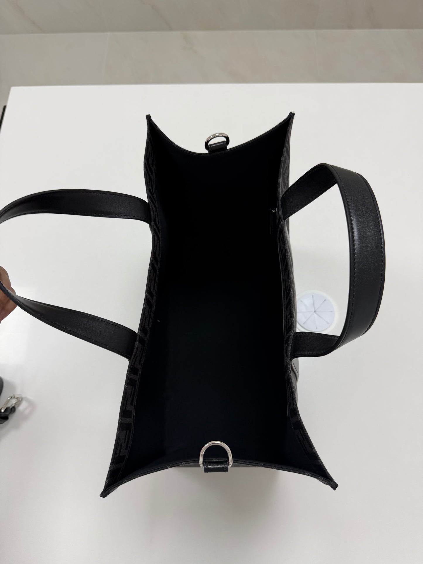 Fendi Jacquard Shopper Tote Bag - Black