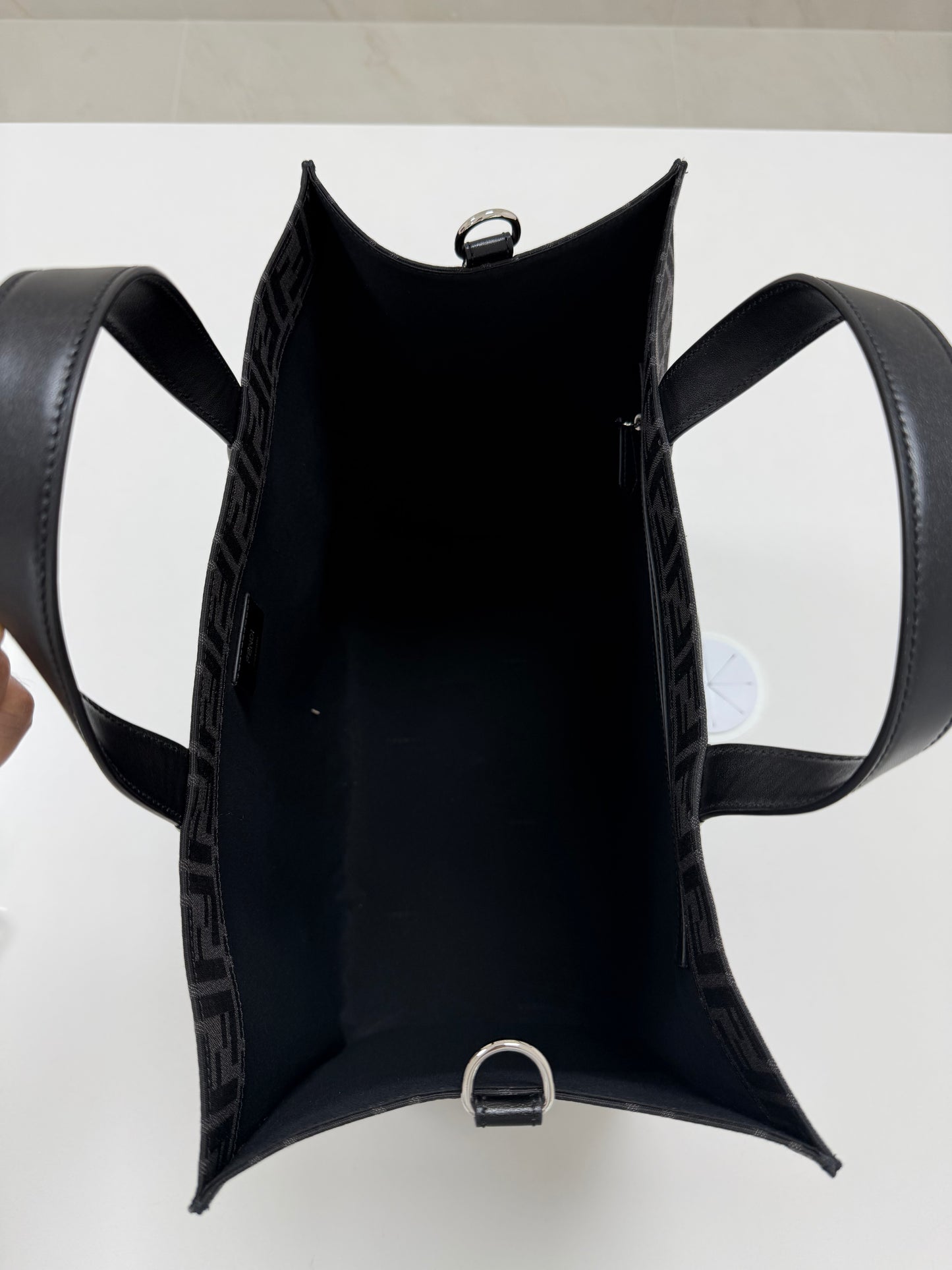 Fendi Jacquard Shopper Tote Bag - Black