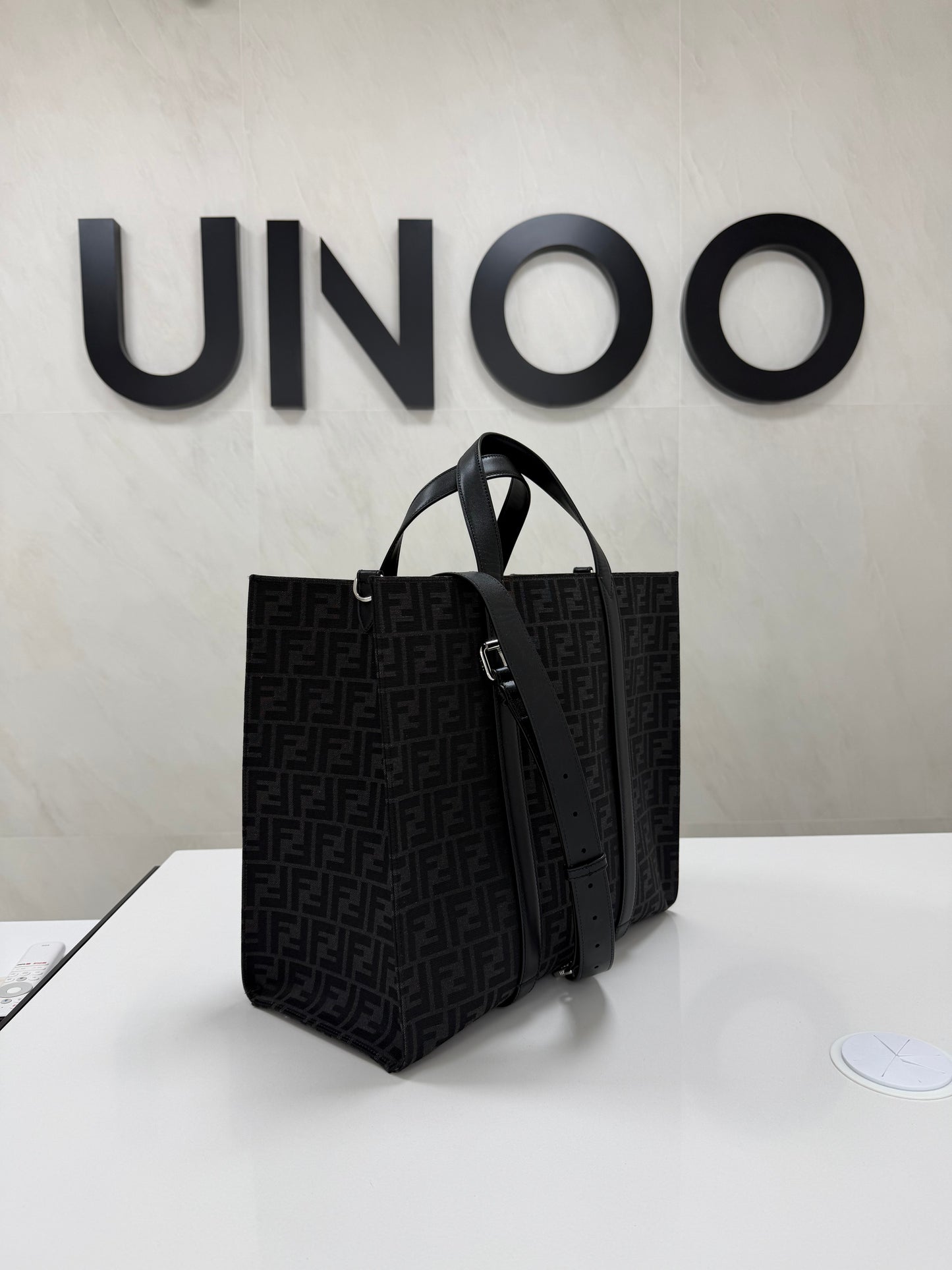 Fendi Jacquard Shopper Tote Bag - Black