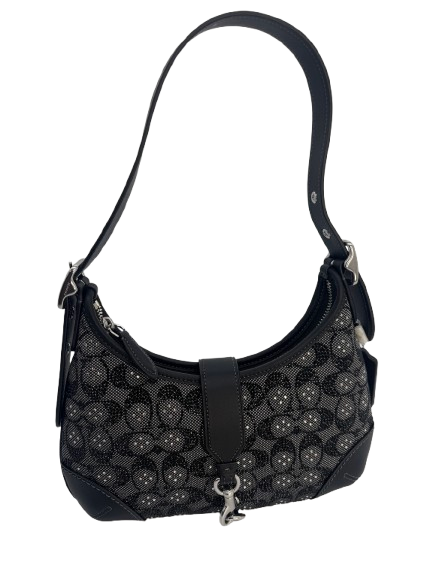 Coach Swinger 20 Crystal Signature Jacquard Shoulder Handbag – Black